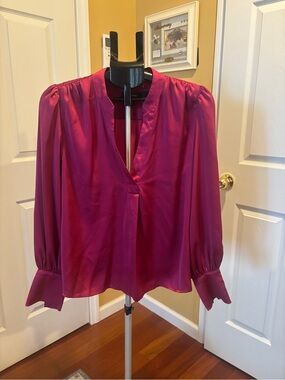 Banana Republic Satin Blouse in Fuchsia Pink